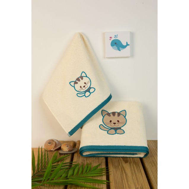 Σετ Βρεφικές Πετσέτες 2 Τεμαχίων Dimcol Kitty...