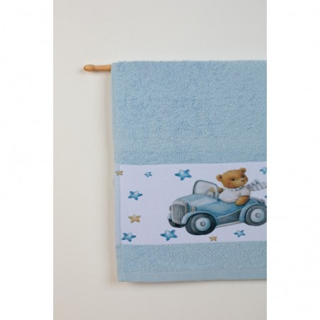 Σετ Βρεφικές Πετσέτες 2 Τεμαχίων Dimcol Cute Driver 58 Σιέλ 30x50 και 70x140