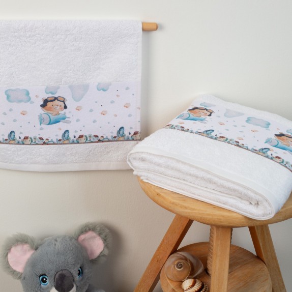 Σετ Βρεφικές Πετσέτες 2 Τεμαχίων Dimcol Pilot 119 Λευκό...