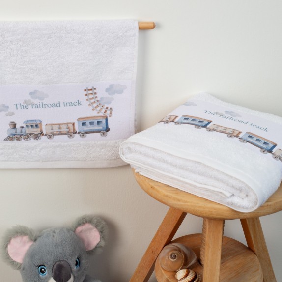 Σετ Βρεφικές Πετσέτες 2 Τεμαχίων Dimcol Railroad 94 Λευκό...