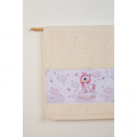 Σετ Βρεφικές Πετσέτες 2 Τεμαχίων Dimcol Unicorn 76 Εκρού 30x50 και 70x140
