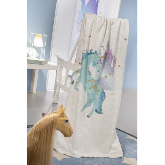 Κουβέρτα Βελουτέ Κούνιας Saint Clair Ultrasoft Pinto Aqua...