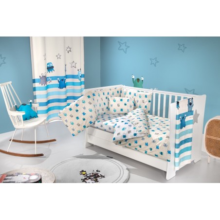 Σετ Σεντόνια Κούνιας 3 Τεμαχίων Saint Clair Monsters Blue 115x170