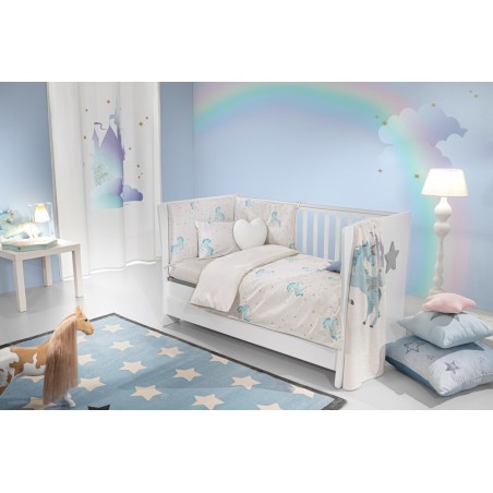 Σετ Σεντόνια Κούνιας 3 Τεμαχίων Saint Clair Pinto Aqua 115x170