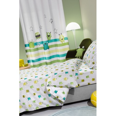 Σετ Παιδικά Σεντόνια Μονά 3 Τεμαχίων Saint Clair Monsters Lime 165x250