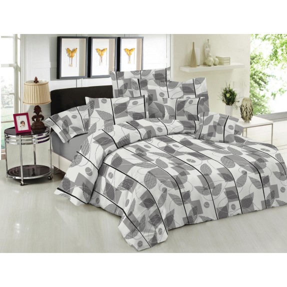 Σετ Σεντόνια Υπέρδιπλα 4 Τεμαχίων Le Blanc Leaves Grey...