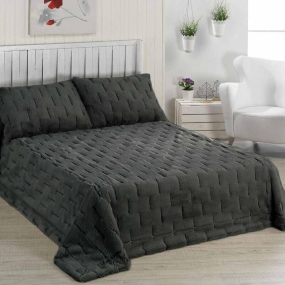Σετ Γούνινη Κουβέρτα Υπέρδιπλη Morven Vinson G03 (Γκρι...