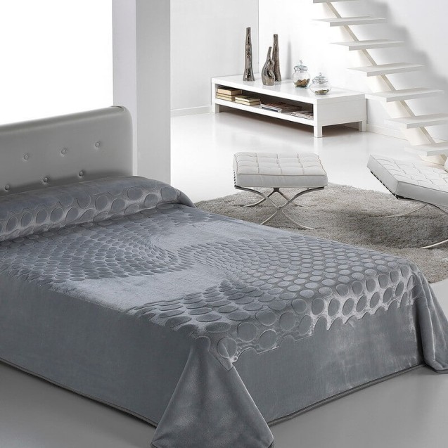 Κουβέρτα Βελουτέ Ημίδιπλη Morven Serena 413 (Γκρι)