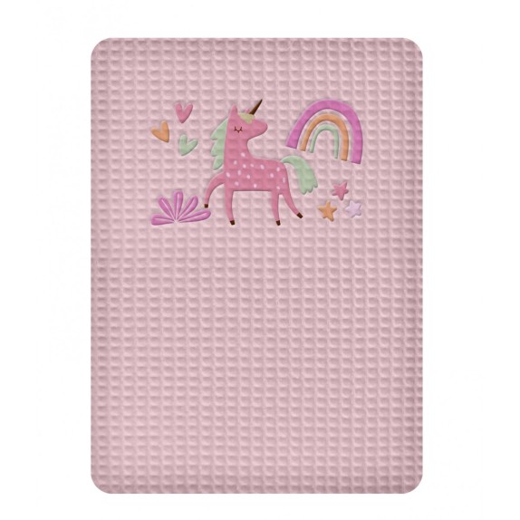 Κουβέρτα Πικε Αγκαλιας 80X110 Adam Home Unicorn Pink