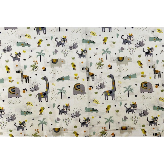 Σεντόνι Λίκνου Dimcol Zoo 557 80X110 White-Grey 100% Cotton