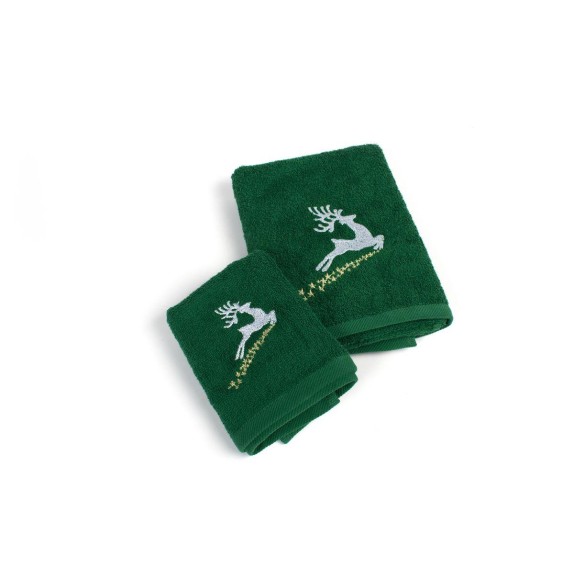Χριστουγεννιάτικο Σετ Πετσέτες 2 τεμ Dimcol Rudolph Πράσινο