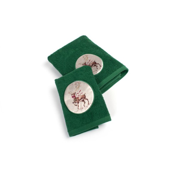 Χριστουγεννιάτικο Σετ Πετσέτες 2 τεμ Dimcol Τάρανδος Πράσινο