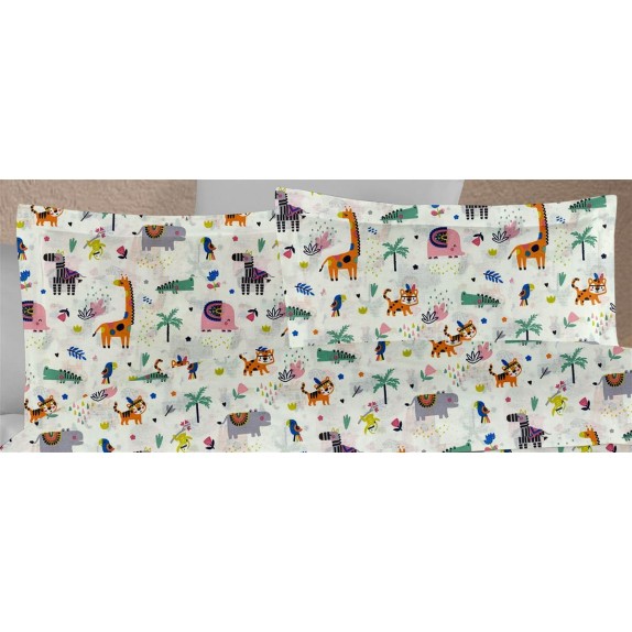 Βρεφική Μαξιλαροθήκη Dimcol Zoo 556 35X45 White-Multi