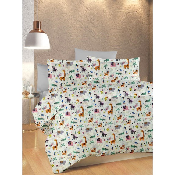Παπλωματοθήκη Κούνιας Dimcol Zoo 556 120X160 White-Multi...