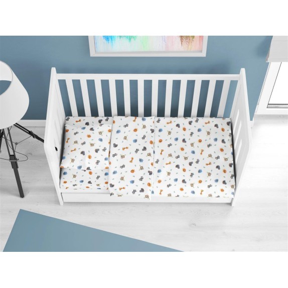 Σεντόνι Κούνιας Φανελένιο με Λάστιχο Dimcol Zoo 29 White...