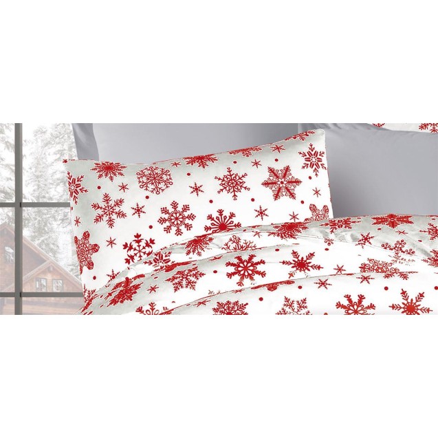 Μαξιλαροθηκη Dimcol Snowflake 462 50X70 White-Red