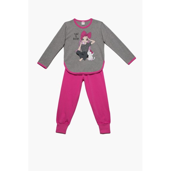 Πυτζάμα Παιδική Minerva Break Dream Γκρι-Φούξια 61894-023...