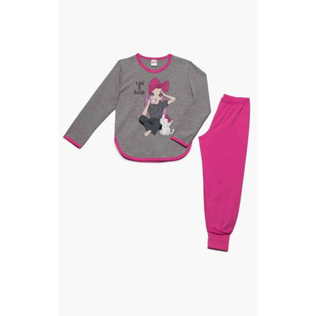 Πυτζάμα Παιδική Minerva Break Dream Γκρι-Φούξια...