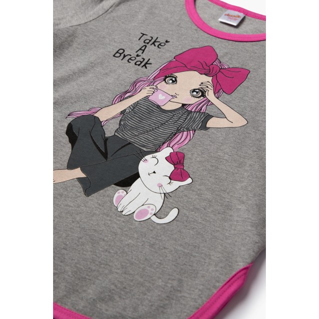 Πυτζάμα Παιδική Minerva Break Dream Γκρι-Φούξια...