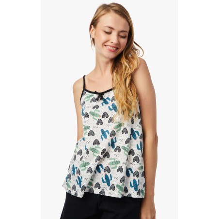 Πυτζάμα Γυναικεία Καλοκαιρινή Minerva Cactus Μέντα 52143-334 Μέγεθος - Medium