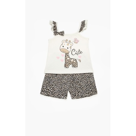 Πυτζάμα Βρεφική Καλοκαιρινή Minerva Cactus-Giraffe Λευκό 61932-002 Μέγεθος - No2