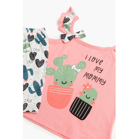 Πυτζάμα Βρεφική Καλοκαιρινή Minerva Cactus-Giraffe Light Coral 61932-652 Μέγεθος - No4