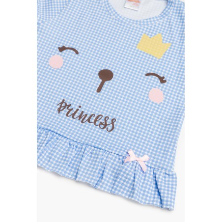 Πυτζάμα Βρεφική Καλοκαιρινή Minerva Sleep Time Σιέλ Καρό 61933-122 Μέγεθος - No3
