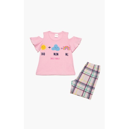 Πυτζάμα Βρεφική Καλοκαιρινή Minerva Dad Mom Me Ροζ 61935-152 Μέγεθος - No2