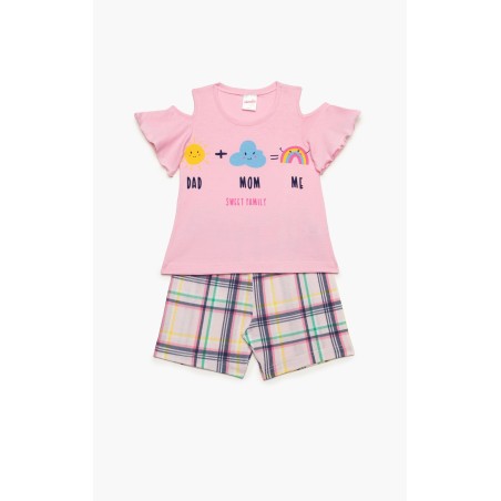 Πυτζάμα Βρεφική Καλοκαιρινή Minerva Dad Mom Me Ροζ 61935-152 Μέγεθος - No3