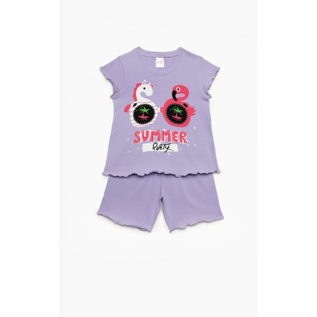 Πυτζάμα Βρεφική Καλοκαιρινή Minerva Summer Party Λιλά 61937-470 Μέγεθος - No2