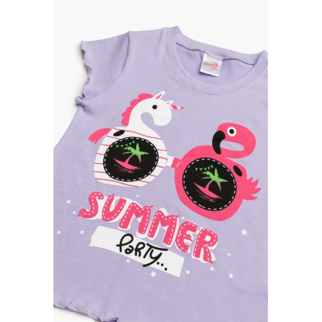 Πυτζάμα Βρεφική Καλοκαιρινή Minerva Summer Party Λιλά 61937-470 Μέγεθος - No4