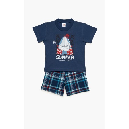 Πυτζάμα Βρεφική Καλοκαιρινή Minerva Summer Vibes Μπλε Ραφ 61941-107 Μέγεθος - No4