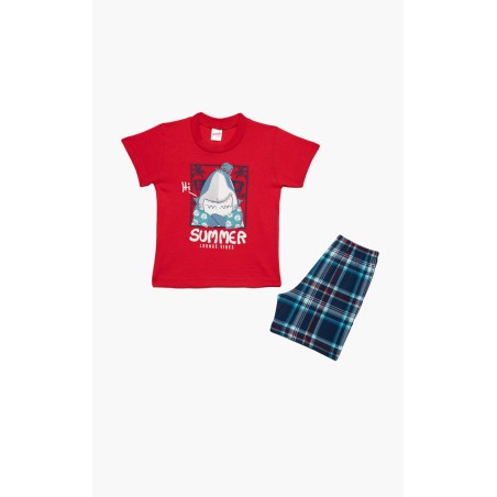 Πυτζάμα Βρεφική Καλοκαιρινή Minerva Summer Vibes Κόκκινο 61941-118 Μέγεθος - No1