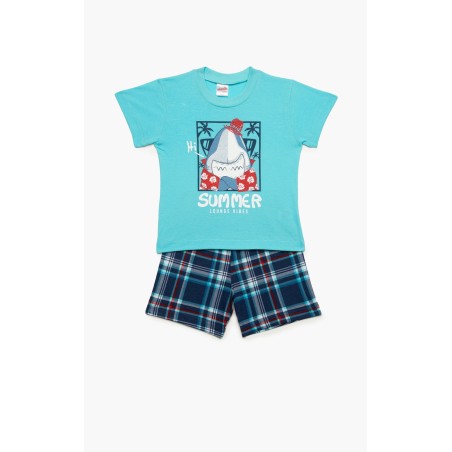 Πυτζάμα Βρεφική Καλοκαιρινή Minerva Summer Vibes Τυρκουάζ 61941-153 Μέγεθος - No2