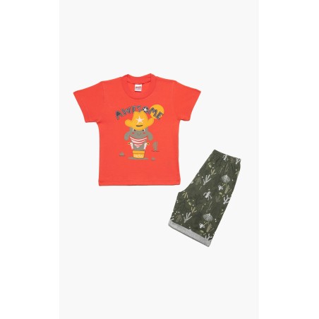 Πυτζάμα Βρεφική Καλοκαιρινή Minerva Awesome Κοραλί 61943-471 Μέγεθος - No2