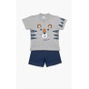 Πυτζάμα Βρεφική Καλοκαιρινή Minerva Tiger Roar Γκρι 61945-133 Μέγεθος - No2