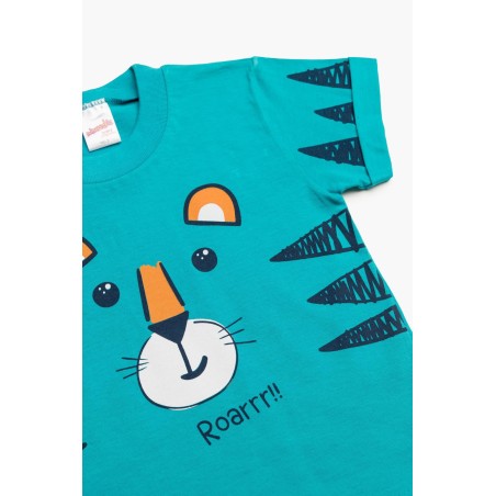 Πυτζάμα Βρεφική Καλοκαιρινή Minerva Tiger Roar Πετρόλ 61945-779 Μέγεθος - No3