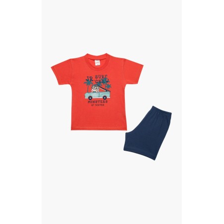 Πυτζάμα Βρεφική Καλοκαιρινή Minerva Surf Crew Κοραλί 61946-471 Μέγεθος - No3