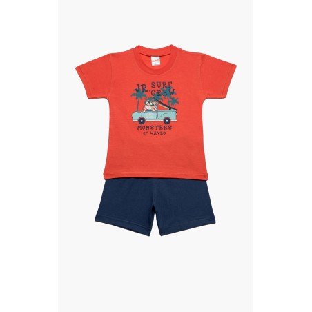 Πυτζάμα Βρεφική Καλοκαιρινή Minerva Surf Crew Κοραλί 61946-471 Μέγεθος - No3