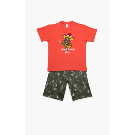 Πυτζάμα Παιδική Καλοκαιρινή Minerva Savage Garden Κοραλί 61952-471 Μέγεθος - No8