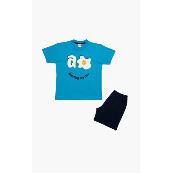 Πυτζάμα Παιδική Καλοκαιρινή Minerva Starting my Day Μπλε...