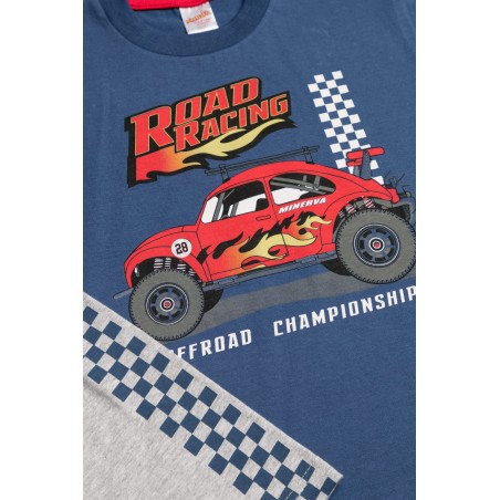 Πυτζάμα Παιδική Καλοκαιρινή Minerva Off Road Μπλε Ραφ 61955-107 Μέγεθος - No6