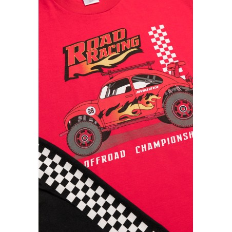 Πυτζάμα Παιδική Καλοκαιρινή Minerva Off Road Κόκκινο 61955-118 Μέγεθος - No8