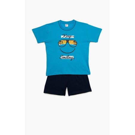 Πυτζάμα Παιδική Καλοκαιρινή Minerva Keep Smiling Μπλε 61958-171 Μέγεθος - No6