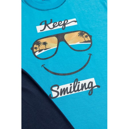 Πυτζάμα Παιδική Καλοκαιρινή Minerva Keep Smiling Μπλε 61958-171 Μέγεθος - No8