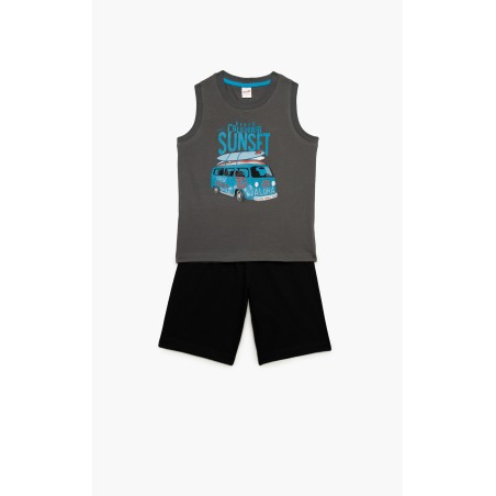 Πυτζάμα Παιδική Καλοκαιρινή Minerva California Sunset Γκρι Σκούρο 61959-329 Μέγεθος - No8