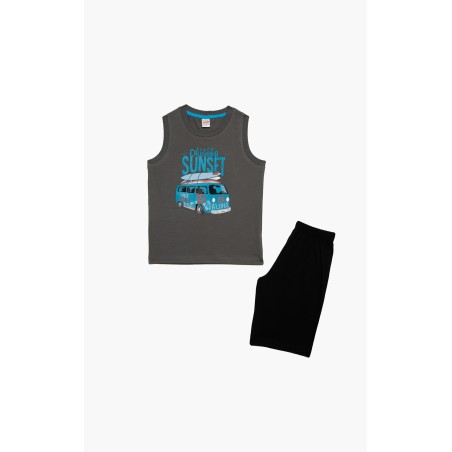 Πυτζάμα Παιδική Καλοκαιρινή Minerva California Sunset Γκρι Σκούρο 61959-329 Μέγεθος - No12