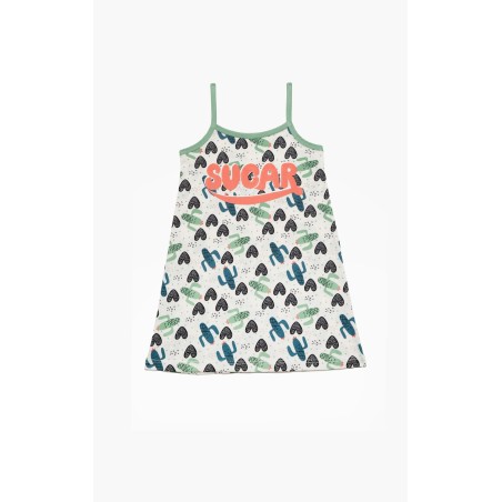 Νυχτικό Παιδικό Καλοκαιρινό Minerva Lovely Ecru Petrol Cactus 61963-106 Μέγεθος - No4