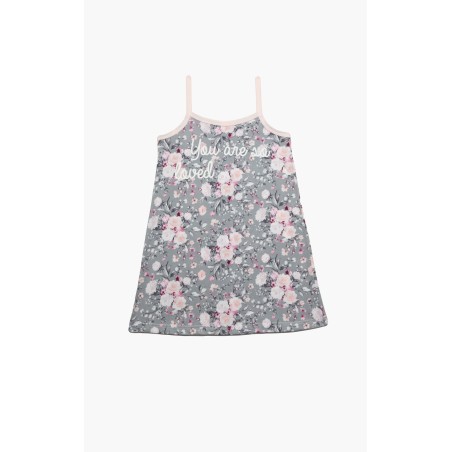 Νυχτικό Παιδικό Καλοκαιρινό Minerva Lovely Grey-Pink Roses 61963-107 Μέγεθος - No4