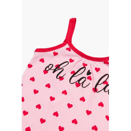 Πυτζάμα Παιδική Καλοκαιρινή Minerva Oh La La Pink-Red Heart 61965-128 Μέγεθος - No10